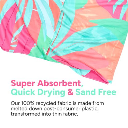 Dock & Bay Beach Towel - Quick Dry, Sand Free - Compact, Lightweight - 100% Recycled - Includes Bag - Hot Tropics - Extra Large (200x90cm, 78x35) - color: Hot Tropics, size: Extra Large (200x90cm, 78x35")