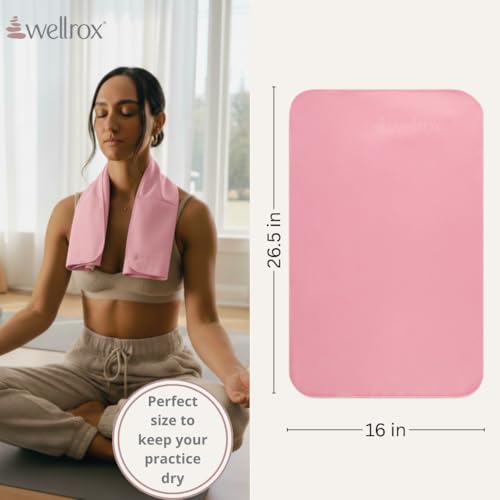 Microfiber Yoga Hand Towel – Super Soft, Quick-Dry, Non Slip Yoga Towel for Hot Pilates, Gym & Workouts (26.5" x 16", Pink)