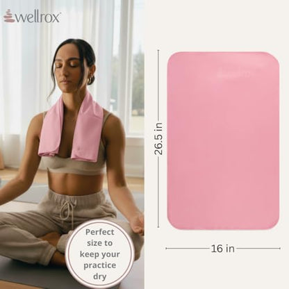 Microfiber Yoga Hand Towel – Super Soft, Quick-Dry, Non Slip Yoga Towel for Hot Pilates, Gym & Workouts (26.5" x 16", Pink)
