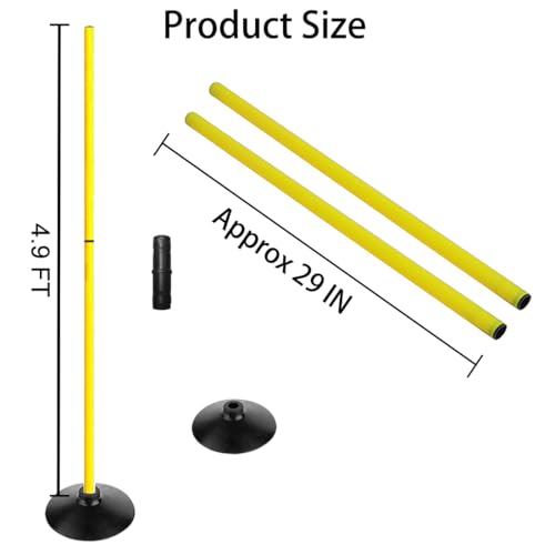TNZMART 4.9FT Training Agility Poles Set Detachable Soccer Training Sticks Slalom Poles with 10 Disc Cones and Speed Ladder - style: Pack of 12