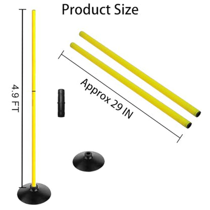TNZMART 4.9FT Training Agility Poles Set Detachable Soccer Training Sticks Slalom Poles with 10 Disc Cones and Speed Ladder - style: Pack of 6
