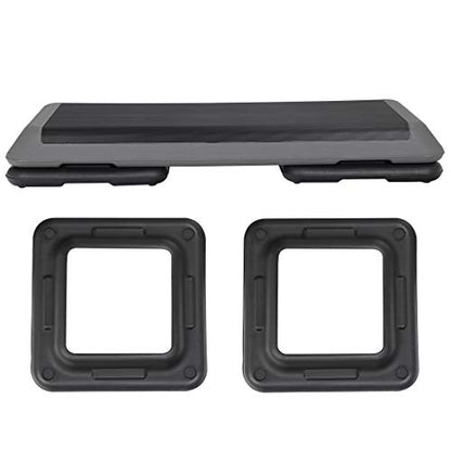 F2C 43 inch Aerobic Exercise Step Platform Adjustable Height Stepper Exercise Workout Step Bench with 4 Risers 4" - 6" - 8" Large Fitness Exercise Stair Step for Home Gym Fitness Training - color: Black