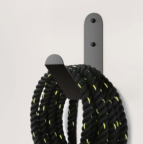 Iron Battle Rope Storage Rack, Wall Mount, Black, 1 Count, Minimalist Style, Solid Pattern, 2.9" x7.5" x11.4", 10kg Max Weight, Home, Garage, Commercial Gym