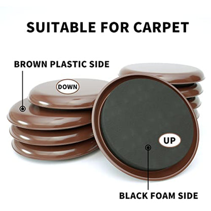 Round Furniture Sliders – 20 PCS2.5 Floor Protectors for Furniture – Strong Furniture Movers Sliders – Protects Floors from Scratches - size: 20pcs Brown 2.5"