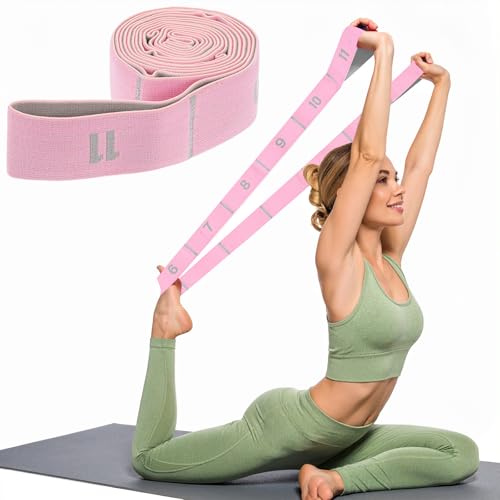 Yoga Bands For Stretching Stretch Straps with Loops Elastic Stretching Strap With Loops Physical Pilates Stretch Band For Flexibility(Pink)