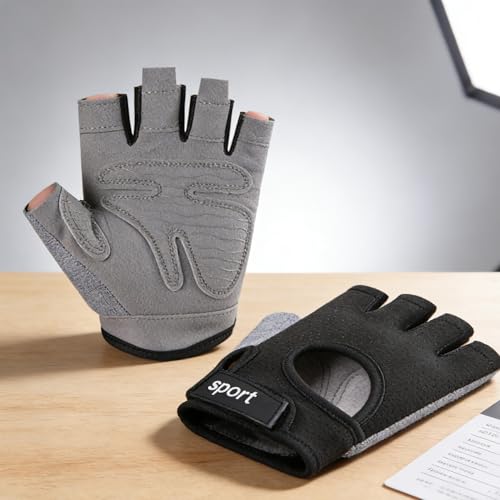 IZUS Men Fingerless-Cycling-Gloves Women Workout-Gym-Gloves Non-Slip Palm Breathable Grip for Weight Lifting,Training,Fitness