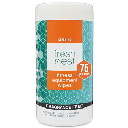 Fitness Equipment Wipes - Cleaning Wipes for Yoga Mats, Pilates Studios, Gyms, Peloton & Cycle Bikes, Spas - Fragrance-Free Wipes Surface Cleaning for Home, Office, Gym 75-Count