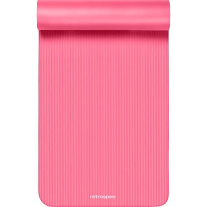 Retrospec Solana Yoga Mat Thick 1/2in Non-Slip Workout Mat with Nylon Strap - 72x24in Exercise Mat for Pilates, Stretching & Fitness - BPA Free, Easy Clean