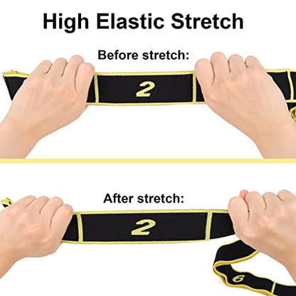 Muka Elastic Yoga Strap with Loops for Flexibility, Exercise Stretching Band for Physical Therapy - color: Purple
