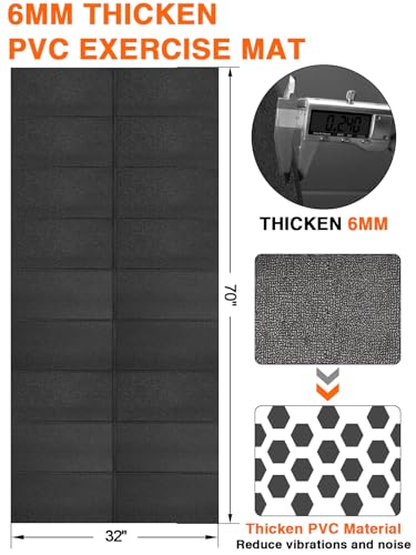Treadmill Mat,70"x32",6mm Thickness Foldable Exercise Equipment Mat for Carpet Hardwood Floors, Compatible with Walking Pad,Spin Bike,Elliptical Trainer,Rowing Machine - size: 70"L x 32"W x 0.24"Th