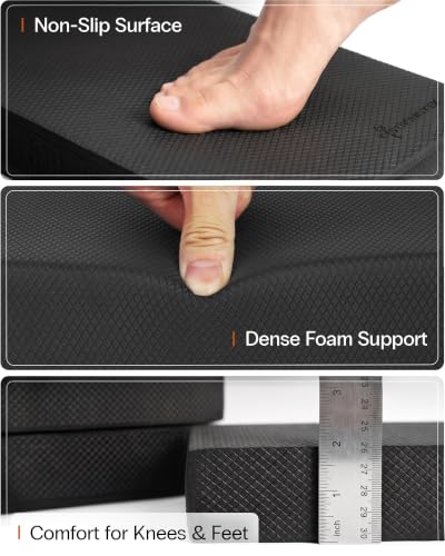 StrongTek 2-in-1 Foam Balance Pad and Kneeling Pad, 15.8 or 19 in Sizes - color: L-BLACK