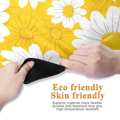 Yellow Daisy Yoga Mat Non-Slip Eco-Friendly Exercise Fitness Mat for Yoga Pilates and Floor Workouts for Women & Men, 71 x 26 in