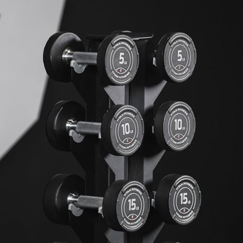 Titan Fitness Vertical Dumbbell Rack, A-Frame Configuration Protective Bumper Cradles, Home Gym Accessories