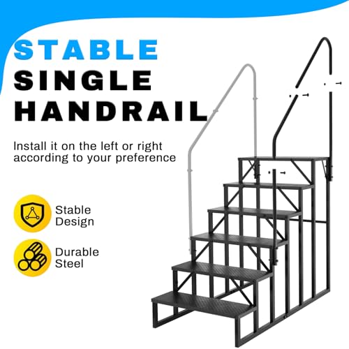 RV Stairs 6 Step Ladder, RV Steps Anti-Slip, Hot Tub Steps with Handrail, 660 lbs RV Ladder for 5th Wheel RV, Mobile Home Stairs - style: 6 Step
