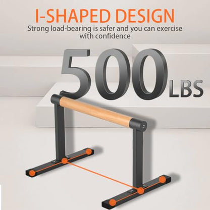 Wooden Parallel Bar and Dip Bar with Thick Beech Handles, Push-up Bar, Rock-Free Fitness Equipment for Handstand, L-Sit, Gymnastics, Strength Training Home Gym,500lbs