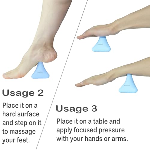 Trigger Point Massage Ball, Manual Massager Tool for Muscle Knot Deep Tissue Relief Myofascial Release Physical Therapy Hip Flexor Iliacus Psoas Hand Foot Back. 2.8×2.9” (Blue) - color: Blue