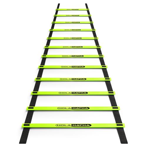 HolaHatha Adjustable Agility Ladder, 20' Sports Training Equipment with 12 Rungs for Speed Fitness - Football, Baseball, Soccer and Running Drills