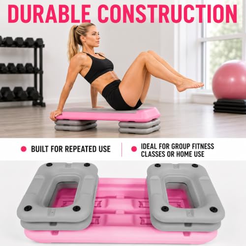 Aerobic Step Platform Height Adjustable Workout Step - color: Double-layer Base-Fuchsia