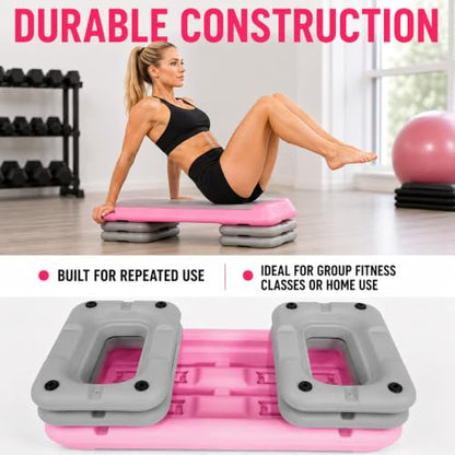 Aerobic Step Platform Height Adjustable Workout Step - color: Double-layer Base-Fuchsia