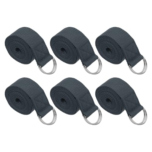 PATIKIL Yoga Strap for Stretching Cotton Yoga Belt with Adjustable Metal D-Ring Buckle Stretch Bands for Fitness Pilates - color: Dark Grey, size: 6 Feet