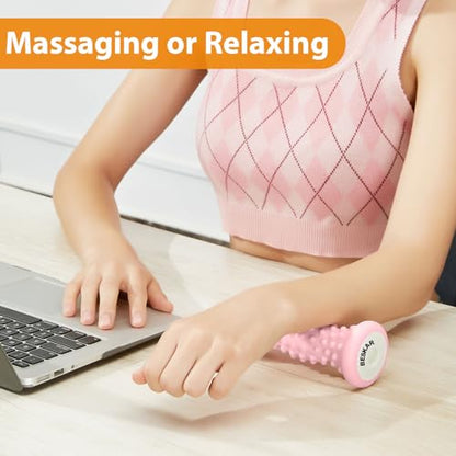 BESKAR Foot Massager Roller for Plantar Fasciitis Relief, Portable Feet Roller to Deep Tissue Muscle Massage, Foot Arch and Heel Pain, Reflexology Tool - color: Pink