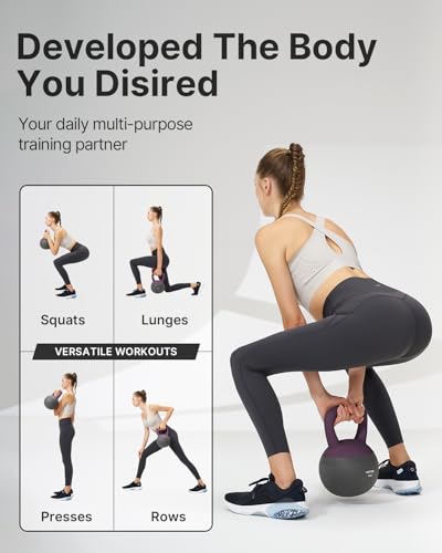 YOTTOY Soft Kettlebell, Set for Strength Training Kettlebells & Home Workouts, Soft-Sided Cushioned Base, Wide-Handle - Ideal for Men, Women, & Beginners - color: 25LB-Purple