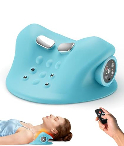 Neck Massager with Heat & Vibration 3 Level Adjustable, Heated Neck Stretcher with 6 Modes, Rechargeable Cervical Traction Device for Pain Relief & Muscle Relaxation, Gift for Women Men