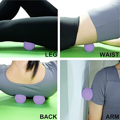 Hard Lacrosse Ball Massage Ball Therapy. Firm Trigger Point Massager Tool for Deep Tissue Yoga Physiotherapy Myofascial Release Muscle Relax Plantar Fasciitis Pain Relief (2 Pack) (Purple)