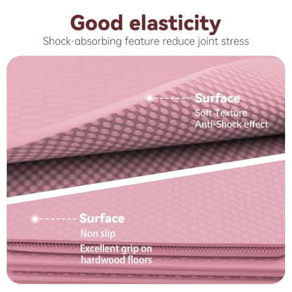 Foldable Yoga Mat Thick Non-Slip Exercise Mat - color: pink