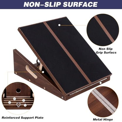 Slant Board for Calf Stretching & Relief, Adjustable Wooden Incline Slant Board for Squats, Calf Stretcher Board for Knees Ankle Heel Feet Leg, Home Gym Physical Therapy