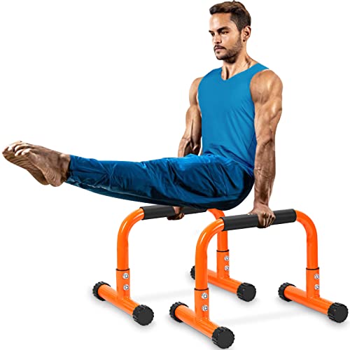 Push Up Bar, 12" High Parallettes Bars & Dip Bar With Full-Cover Foam Handles, No Wobbling Calisthenics Equipment For Handstand, L-Sit, Gymnastics, Strength Training Home Gym - color: Orange