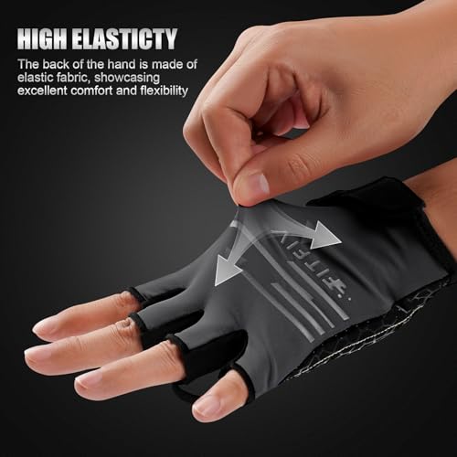 Cycling Gloves for Men and Women, Half Finger Padded Bike Gloves - color: Gray, size: X-Large