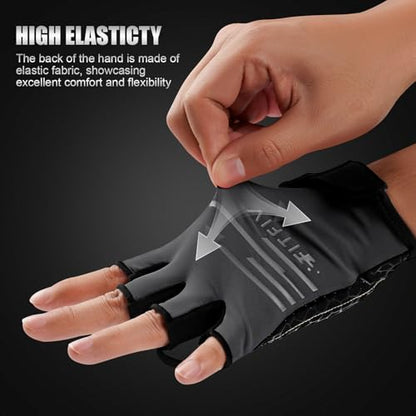 Cycling Gloves for Men and Women, Half Finger Padded Bike Gloves - color: Gray, size: X-Large