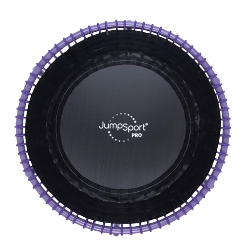 JumpSport 350 PRO 39 Inch Fitness Trampoline Indoor Rebounder Cardio Workout Equipment 300 lb Capacity - color: Black, Purple