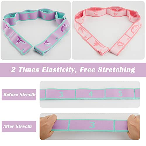 2 PCS Stretch Strap for Kids Dance Elastic Band for Children Gymnastics Stretching Strap Kids Stretching Bands Multi-Loop Adjustable Exercise Bands Stretching Resistance Ballet Bands -8 Loops