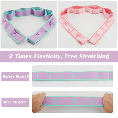 2 PCS Stretch Strap for Kids Dance Elastic Band for Children Gymnastics Stretching Strap Kids Stretching Bands Multi-Loop Adjustable Exercise Bands Stretching Resistance Ballet Bands -8 Loops