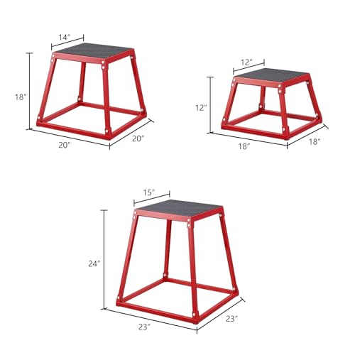 Plyometric Jump Box 3 Pcs Set, 12/18/24 inches Fitness Exercise Platform