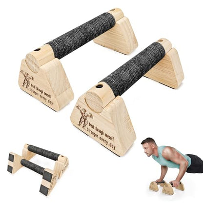 Parallettes Push Up Bars wooden, Push Up Bars for Handstand Training, Mini Handle Pumps for Men