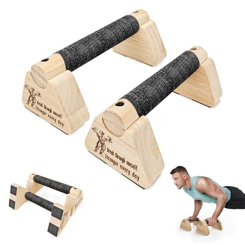 Parallettes Push Up Bars wooden, Push Up Bars for Handstand Training, Mini Handle Pumps for Men