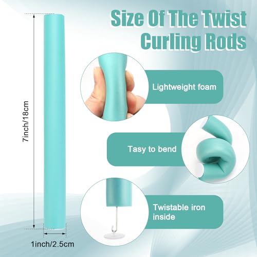 18 Pcs Heatless Hair Curlers 9.45 x 1 Inch Flexible Curling Rods Soft Foam Rollers No Heat Bendable Hair Rods Roller for Women Short Medium Long Hair, Sleep-In (Random Color) - color: 9.45" x 1"