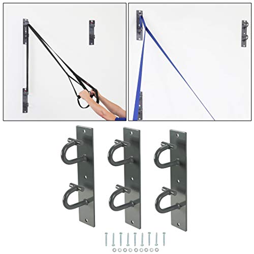 HECASA Workout Wall Mount Anchor, Resistance Band Wall Anchor, Fitness Ceiling Hook for Home Gym, Body Weight Straps, Suspension Strength Trainings 3 Sets
