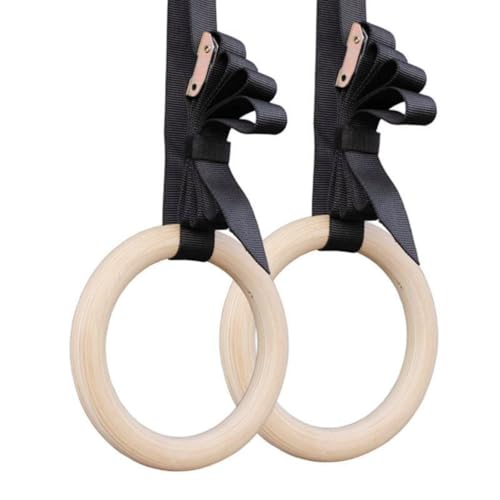 Wooden Gymnastics Rings Indoor Fitness Rings Set Adjustable Pull Up Rings Home Exercise Gear for Strength Training and Bodyweight Workouts