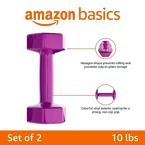 Amazon Basics Vinyl Coated Dumbbell Hand Weights - style: 10 Pounds, Pair