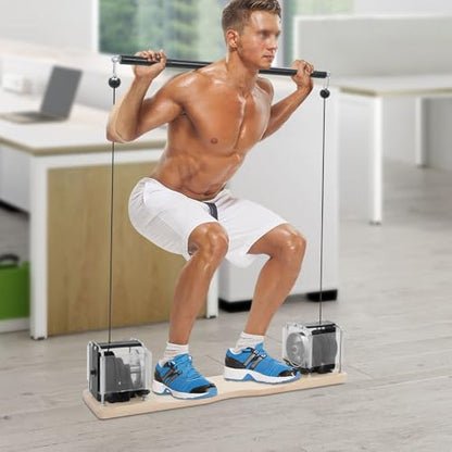 Cable Machine Foldable Home Gym Equipment System, 150LB Adjustable Resistance Strength Trainer for Full Body Workouts - Squat Press Station with Cable Pulley, Leg Developer & Accessories