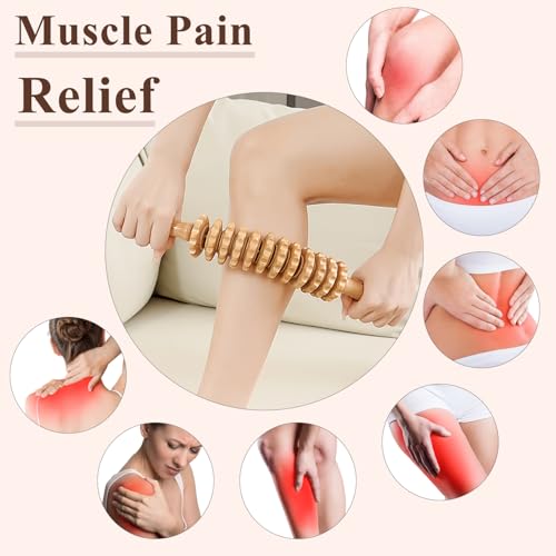Wood Massage Roller Muscle Roller Cellulite Massage Tool Fascia Blaster Lymphatic Drainage Massager Wood Therapy Massage Tools for Deep Tissue Muscle Relief Recovery(12-Wheel) - style: 12-Wheel Massager