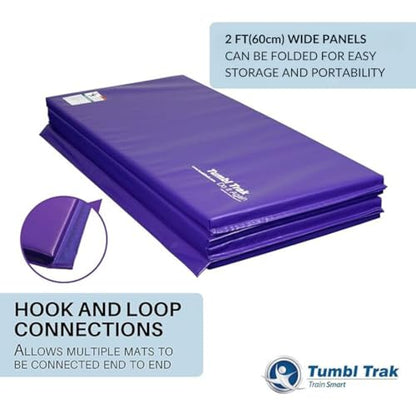 Tumbl Trak Gymnastics Folding Tumbling Panel Mat - color: Purple, size: 4'x8'x1.38"