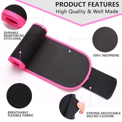 U5 Smart Weighted Hula Hoop with Counter, Waist Trimmer & Wash Bag –16 Knots, 28"–46" Adjustable Infinity Hoop Plus Size, Quiet Rubberized Wheels, Abdominal Toner - color: Pink + Waist Trimmer