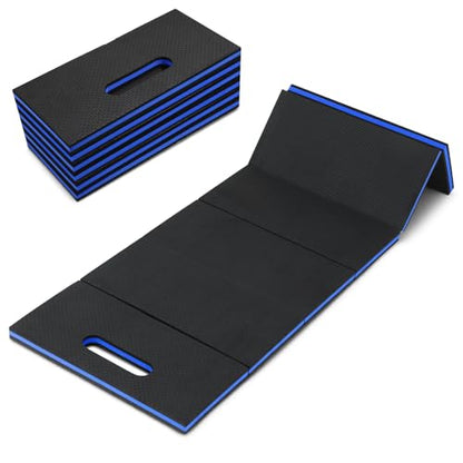 Foldable EVA Mat with Carrying Handle, 2.5cm Thick Foam Cushion Kneeling Pad High Density Water Resistant Anti Slip Knee Mat for Workout Exercise Mechanic Garages Picnics Gardening Camping Gym - color: Blue Border