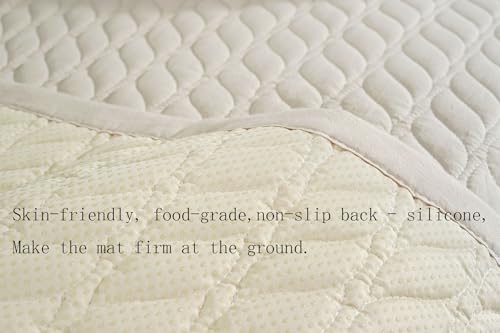 Thick Cotton Yoga Mat 100% Organic Natural Yoga Rug Fitness Rug with Bag for Exercise, Workout Washable 78.8 inches X 27.5 Inches
