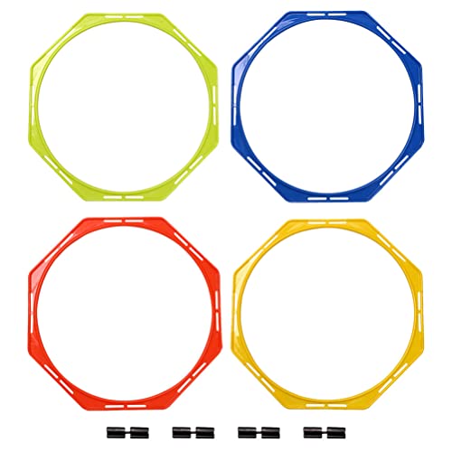BESPORTBLE 4Pcs Agility Training Equipment, Football Training Circle Adult Soccer Ball Basketball Outdoor Trains for Adults Sports Agility Football Training Ring Ladder Footwork, Multi-Function Agilit